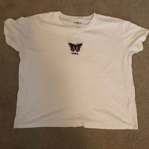 hollister white butterfly tee